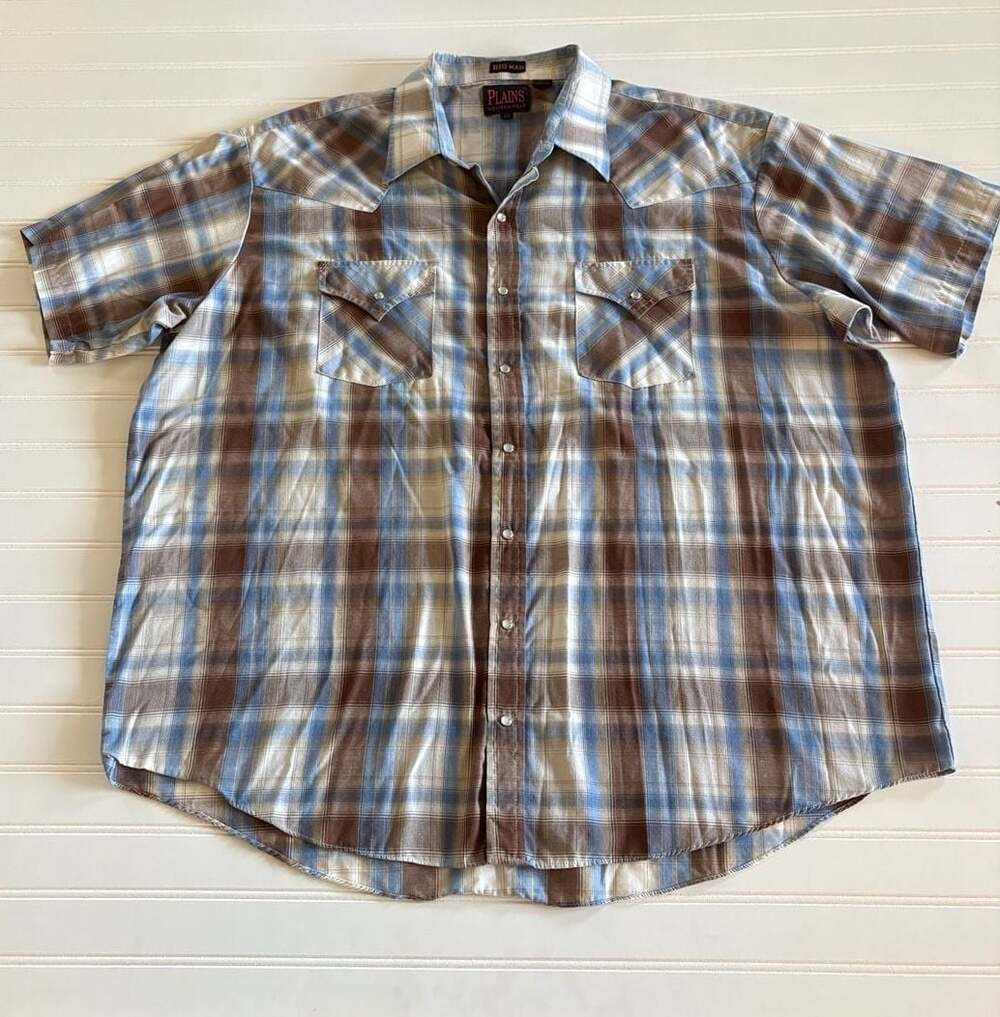 Plains Western Wear Plaid Snap Front Shirt 2X